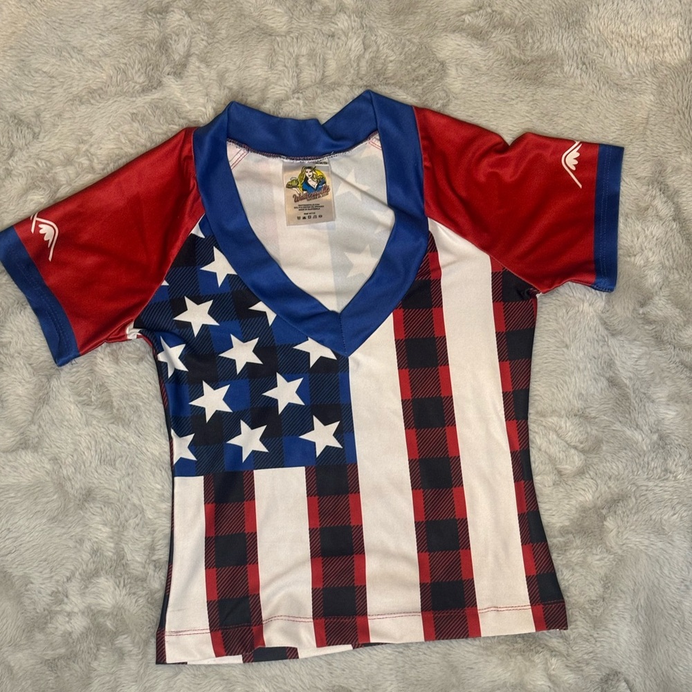*RARE* Twin Peaks Girl American Flag Freedom Top